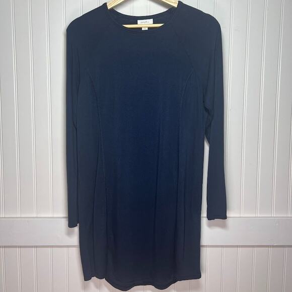 J. Jill Pure Jill Navy Blue Long Sleeve Tunic Top Size M Blouse Tee Stretch - Picture 2 of 8